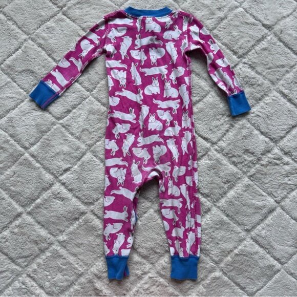 Hanna Andersson | Pink And White Bunny Rabbit Print Baby Zip Sleeper | Size 2T - Picture 4 of 9